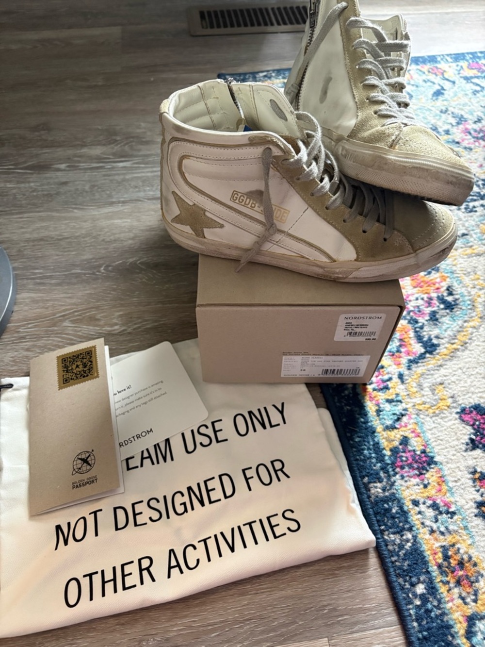 Golden Goose White and Gold High-Top Slide Sneakers - Picture 5 of 11